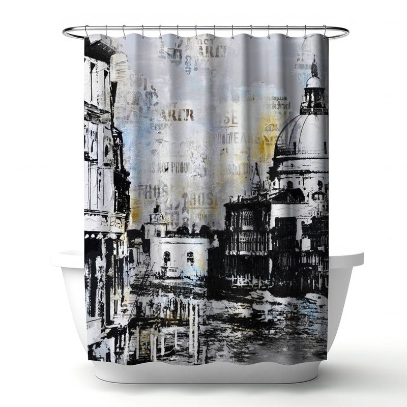 Shower Curtain CI49 – Polyester Shower Curtain, Dye Sublimation Print, 71" W × 74" L