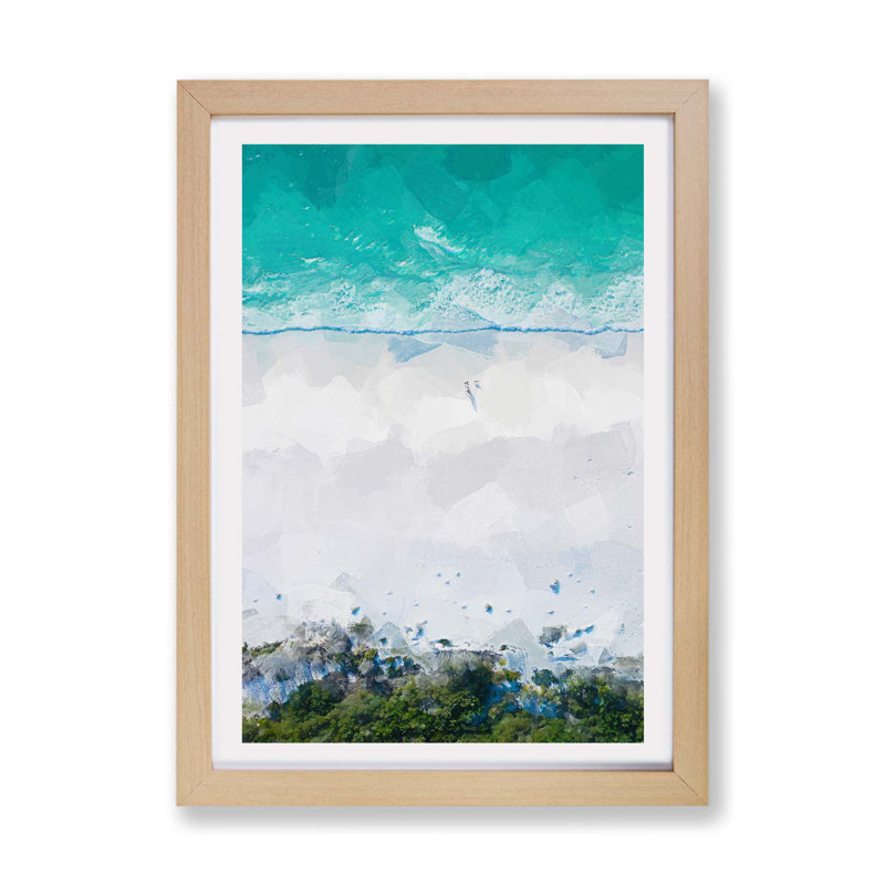 Walking on the Beach - Framed Print, Oak, 45cm H x 63cm W x 2cm D