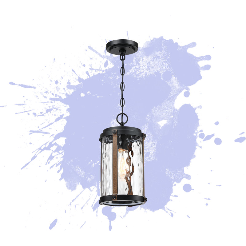Lanterne suspendue d'extérieur noir mat et accents de grange de 14 po H mat