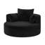 Fauteuil d'appoint pivotant surdimensionné, fauteuil demi-tonneau rond à 360 ° avec 3 coussins, canapé-lit en chenille avec accoudoirs larges, fauteuil pour couple