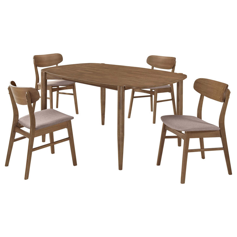 5-Piece Solid Wood Dining Set, 5 Pieces: Table, 4 Chairs