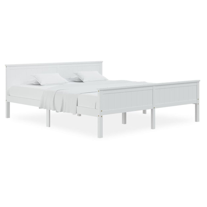 Pine Wood Bed Kids Bedroom, European Kingsize (160 x 200cm), Dark Brown