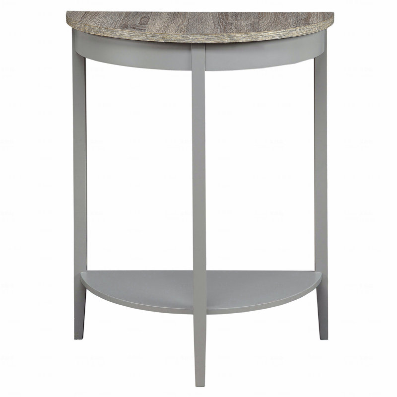 Gray Oak And Gray Half Moon Console Table, With Bottom Shelf