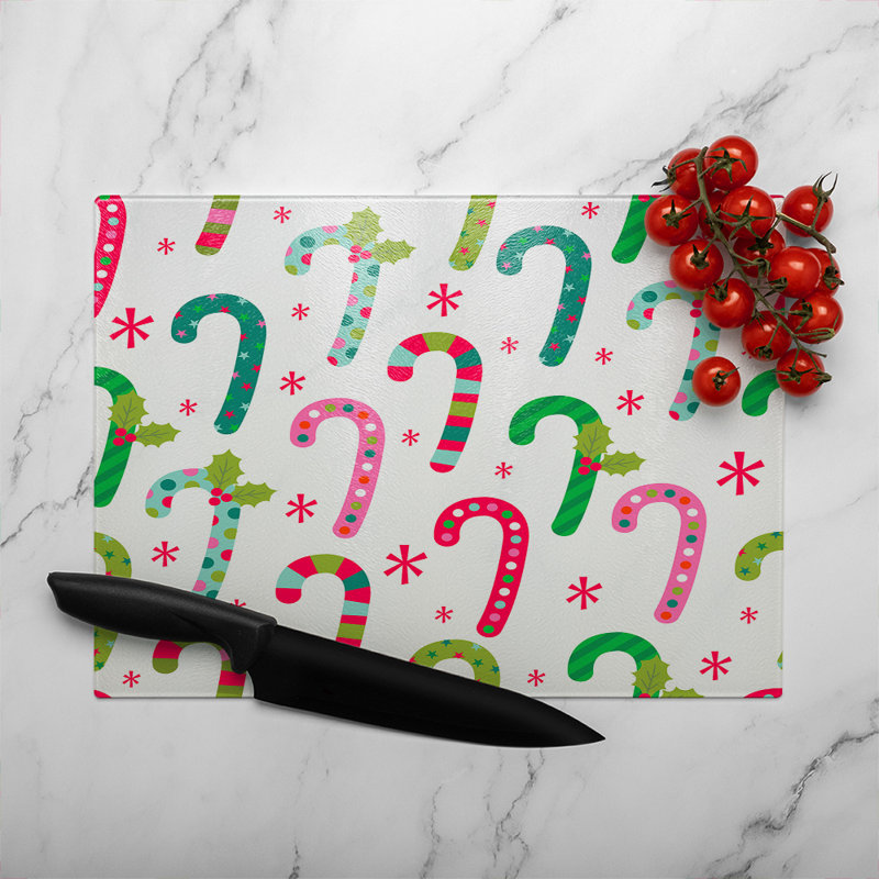 Candy Pattern Dining Glass Chopping Board, 40cm L x 28cm W