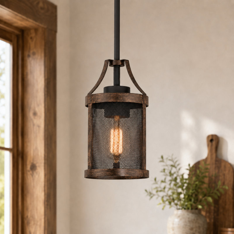 1 - Light Simple Pendant, Walnut