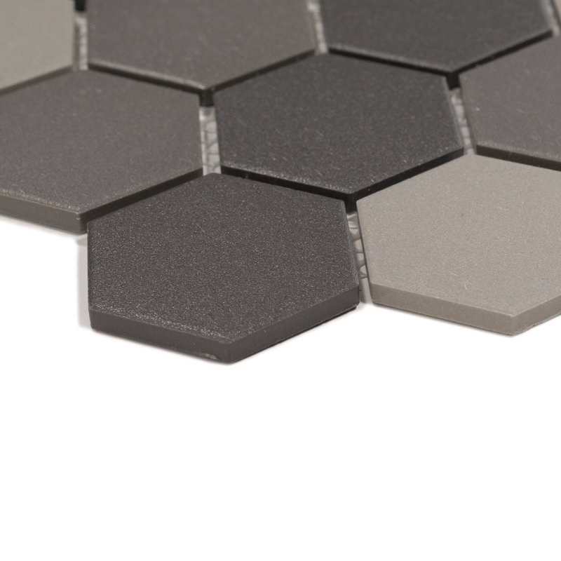 Sage 2" x 2" Hexagon Porcelain Matte Mosaic Tile, Dark Gray