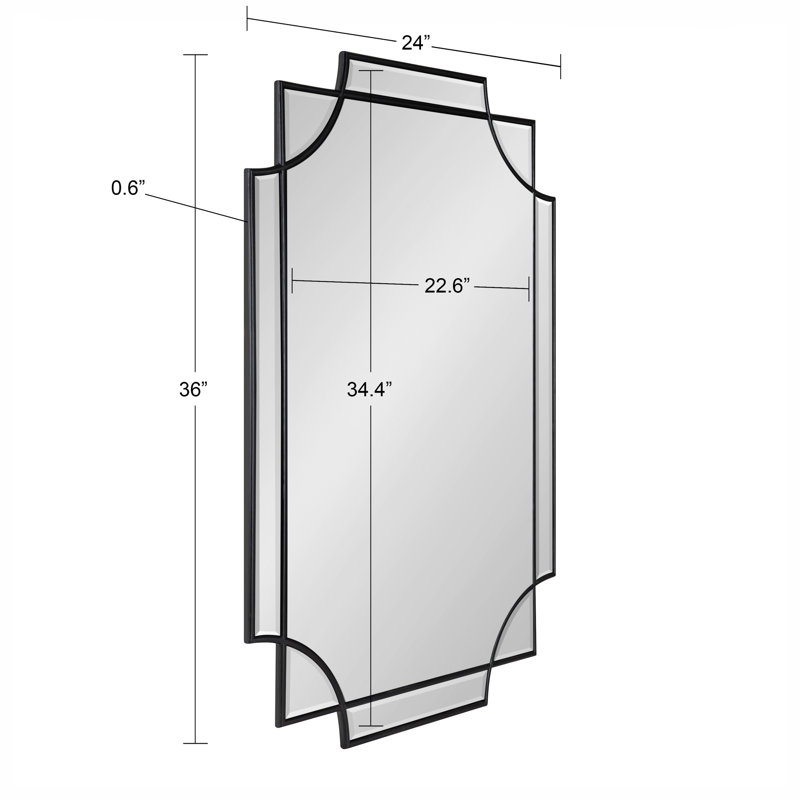 Miroir mural Ocilla, Noir, 24 po x 36 po