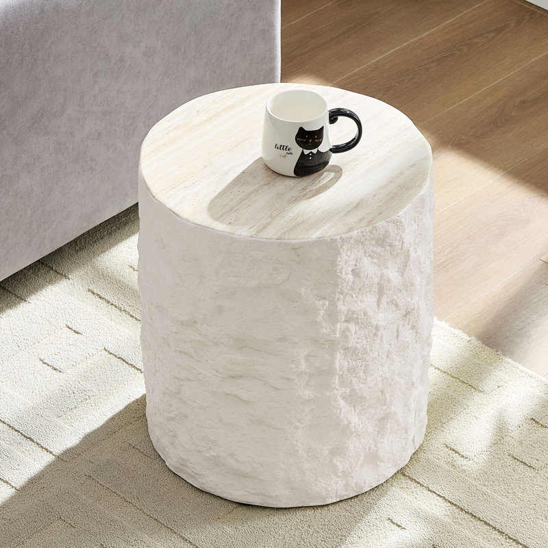 Table d'appoint 15,75 po, table basse ronde en fibre de verre