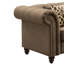 Fauteuil brun élégant avec coussin et siège à soutien réactif - Relax Ease. Tissu en lin raffiné, design confortable.