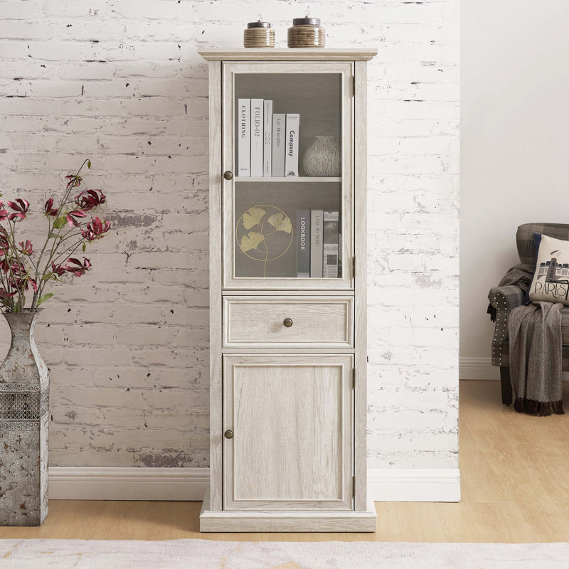 Armoire de rangement haute, armoire autoportante avec tablettes, armoire avec tiroir pour le salon, la cuisine, la salle à manger