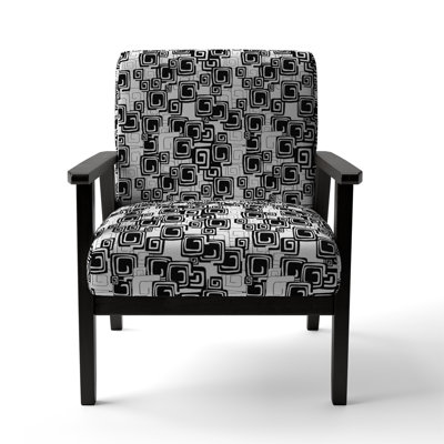 Black And White Geometric - Upholstered Patterned Accent Arm Chair