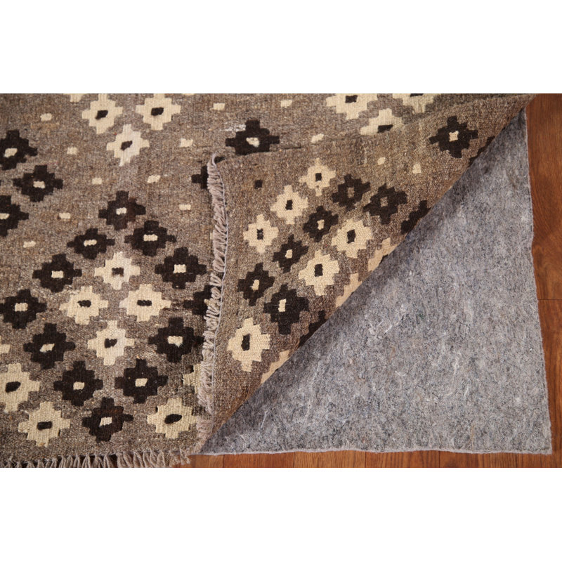 Tapis oriental brun à motif géométrique kilim 3 x 5