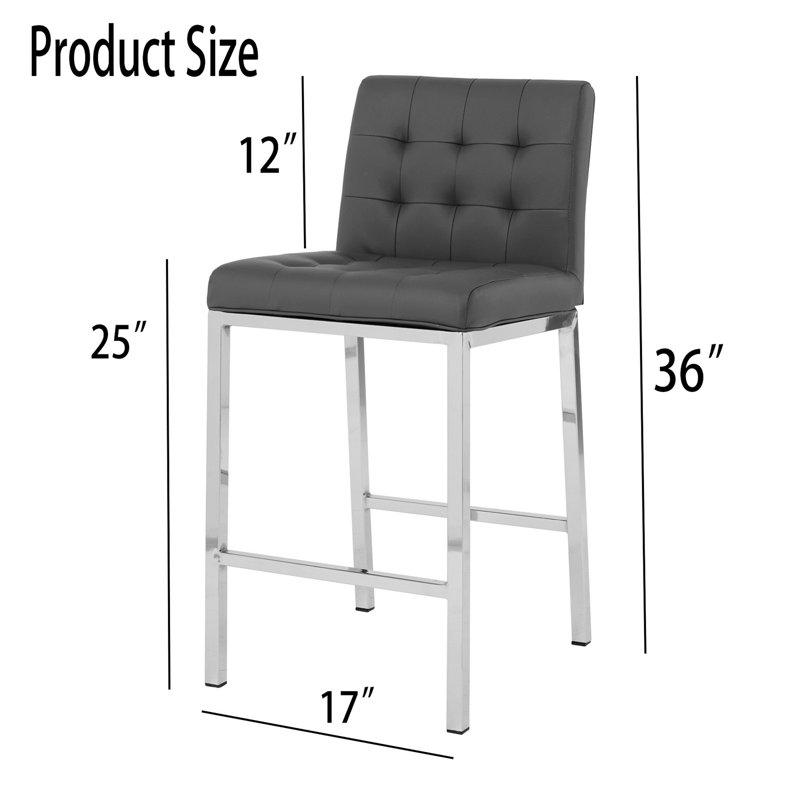 Tabouret de comptoir 24 po Ifenna, Similicuir noir
