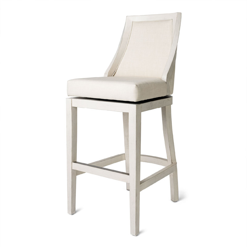 Vienna White Oak Swivel Bar Stool with Upholstered Seat