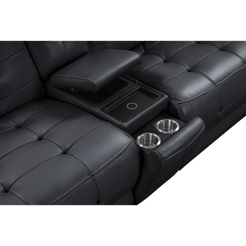 Canapé modulaire inclinable électrique Starlight, Cuir noir