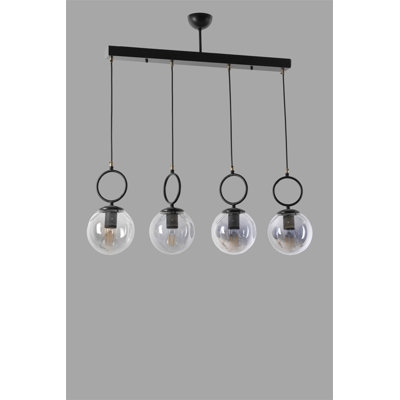 Lustre industriel scandinave, 100% métal, 25,6 po x 6,3 po | Hauteur réglable, douille E27 (40 W maximum), peinture séchée au four, revêtement dégringolé, finition noire élégante | Parfait pour les salles à manger et les espaces de vie modernes