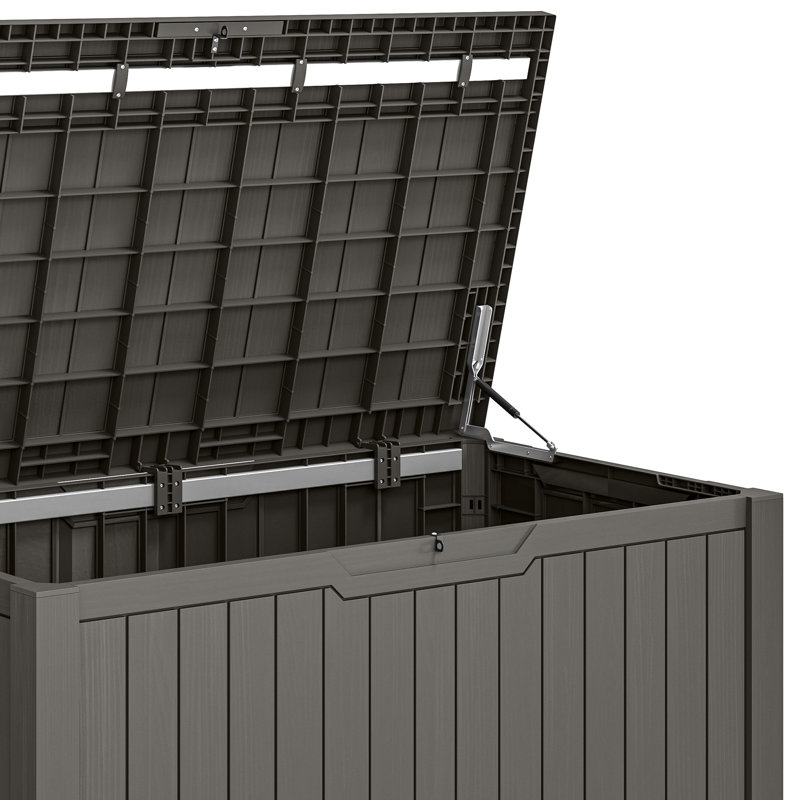 870l Lockable Extra Large Deck Box，Lockable Garden Storage Box, Brown