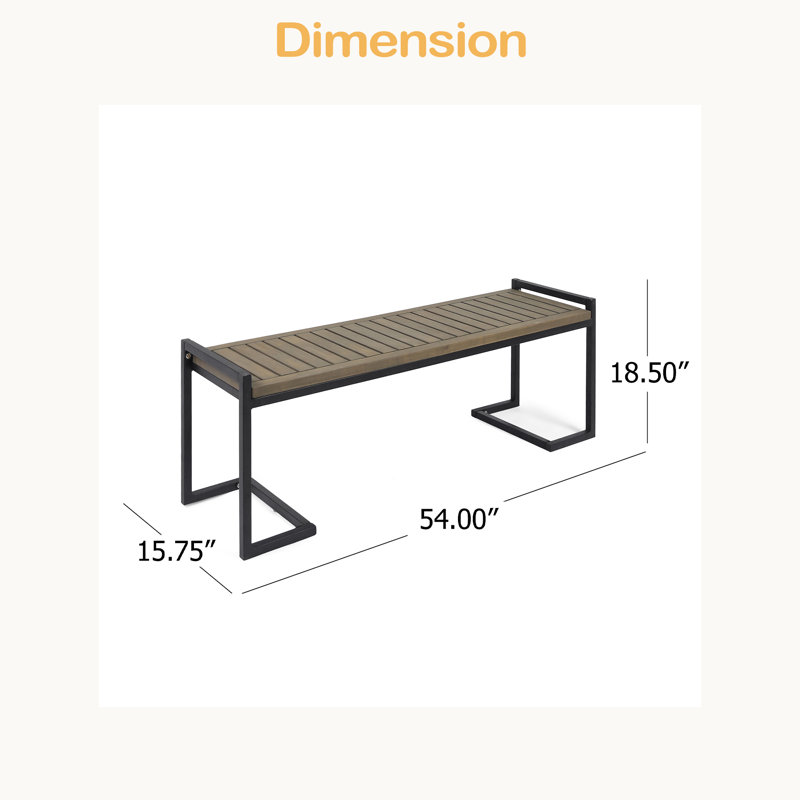 BANC INDUSTRIEL EN BOIS ET MÉTAL, Gris