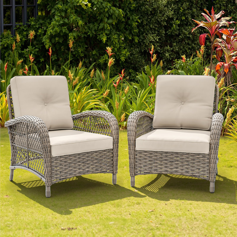 Ensemble de 2 chaises de patio avec coussins Aspremont, Beige