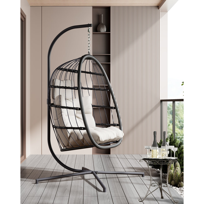 Hanging Egg Chair With Stand, Beige