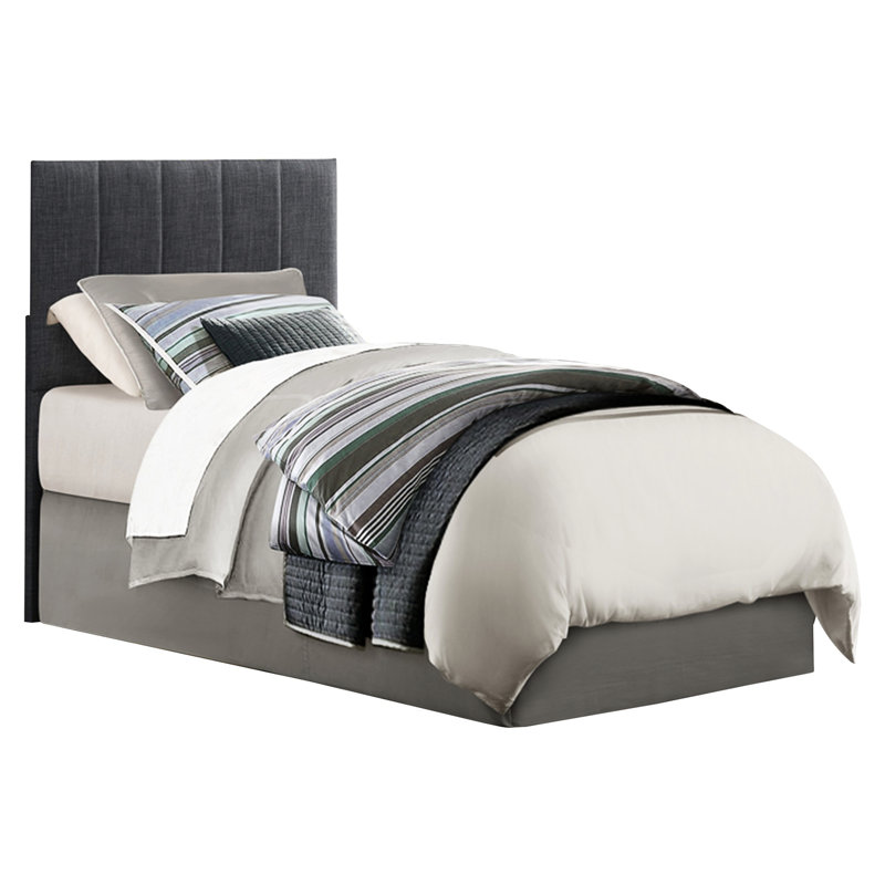 Tête de lit simple rembourrée en tissu gris avec tête de lit verticale rembourrée et support en bois d'ingénierie, cadre de décoration