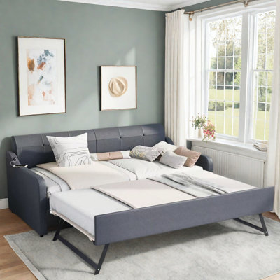Upholstery Daybed With Trundle And Usb Charging Design