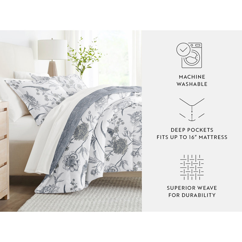King Size Distressed Stripe Reversible Microfiber Bedding Set
