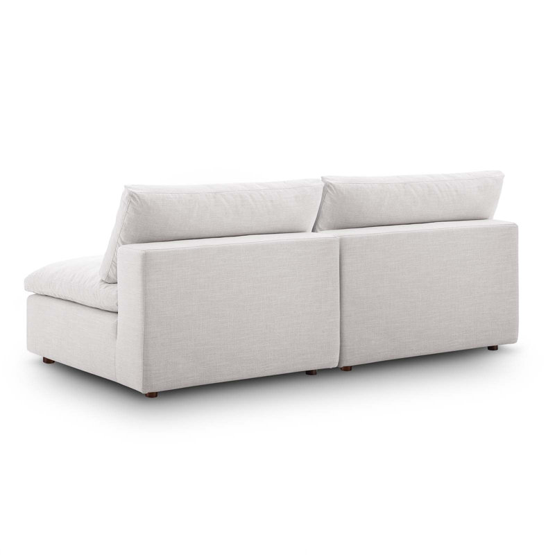 Commix Down Filled Overstuffed 2-Piece Armless Sectional Loveseat, Beige Polyester