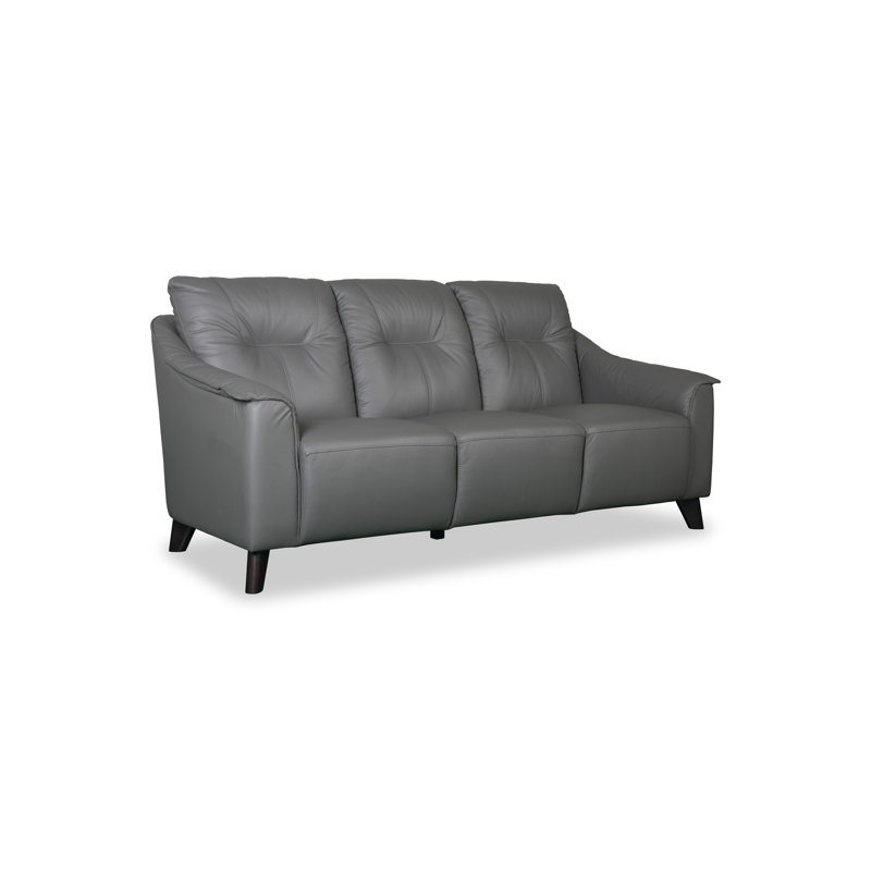 Naples Genuine Leather Sofa, Grey, 3