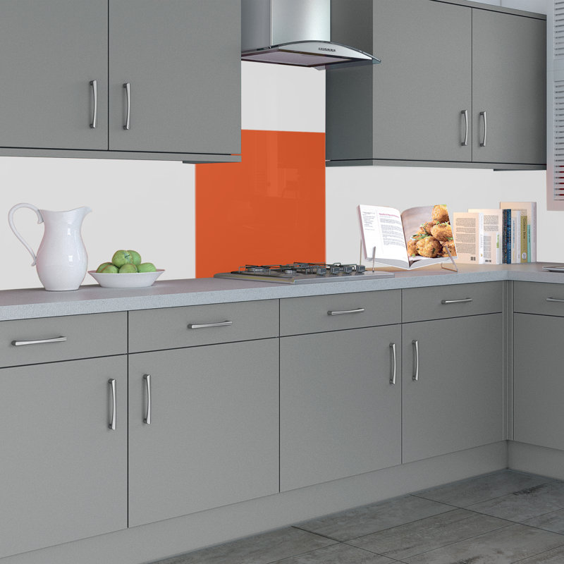 90cm W x 75cm L Glass Peel and Stick Panel, Orangered