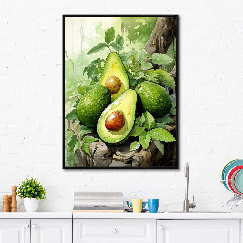 «Fruit Lush Avocado I», reproduction sur toile flottante, H 40 po x l 30 po x P 1,5 po, Noir