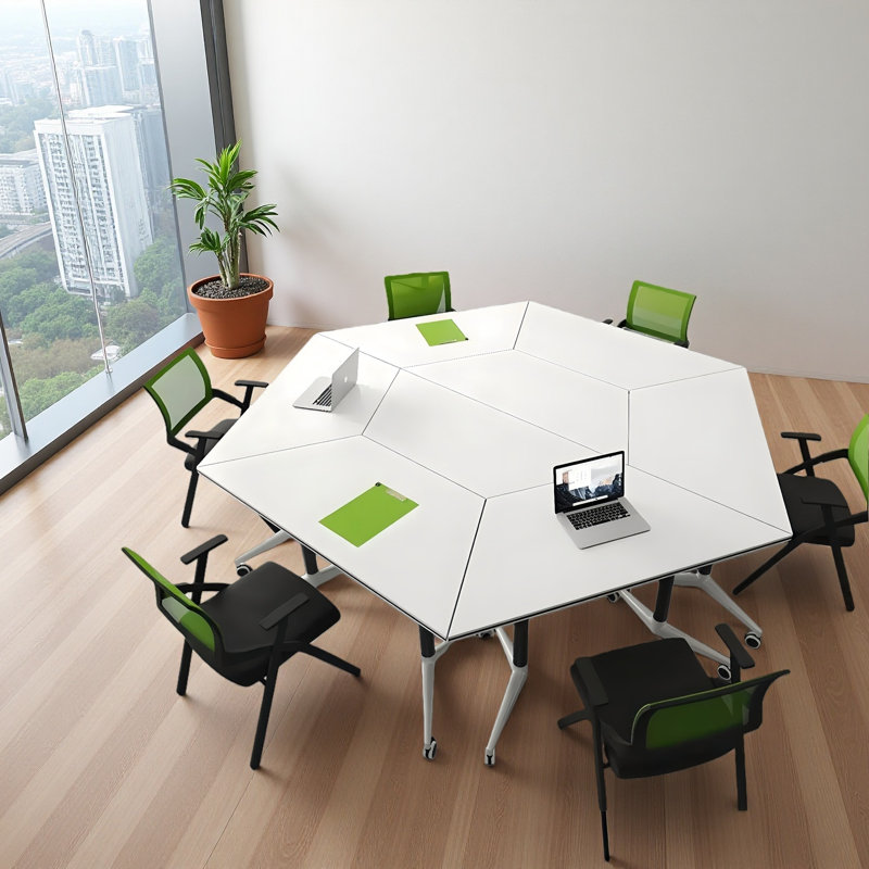 Ensemble de table de conférence pliable trapézoïdale modulaire mobile