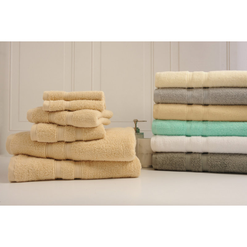 Ensemble 6 serviettes de bain standard en coton zéro torsion, Gris