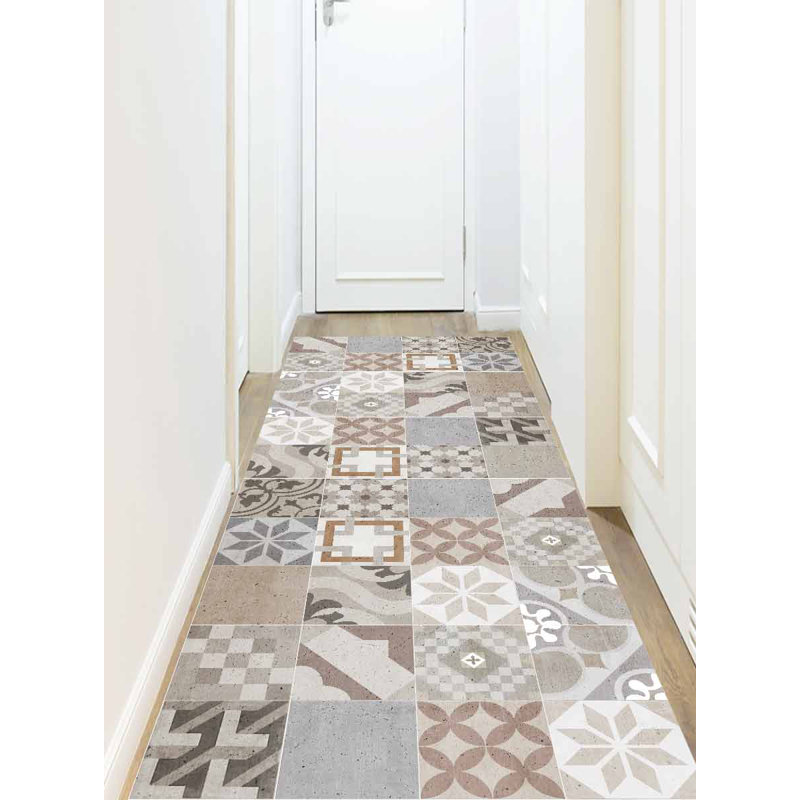Akmaral Vinyl Machine Printed Area Rug, Runner 80 x 300cm