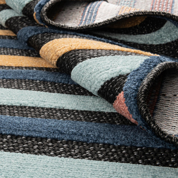 Sand & Stable Aymes Machine Woven Blue/Red/Black Indoor/Outdoor Rug ...