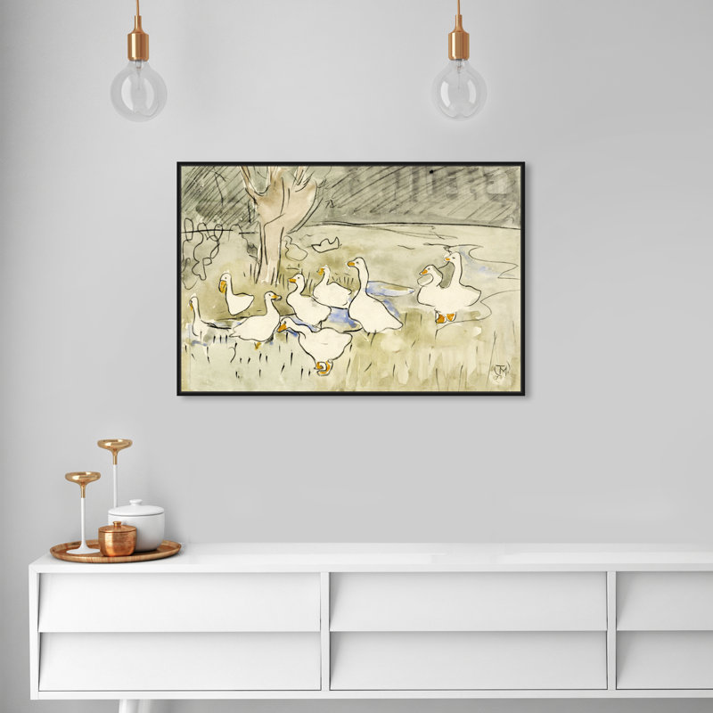 «Ducks» par Theo Van Hoytema - Peinture sur toile, H 36 po x l 54 po, Impression encadrée, Noir