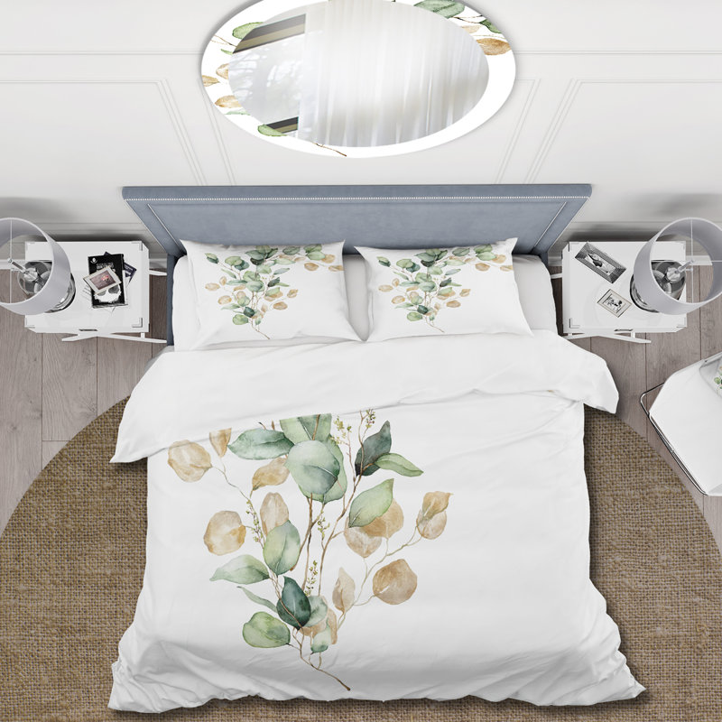 Green Bouquet of Eucalyptus II - Ensemble de housse de couette traditionnel - Microfibre de polyester