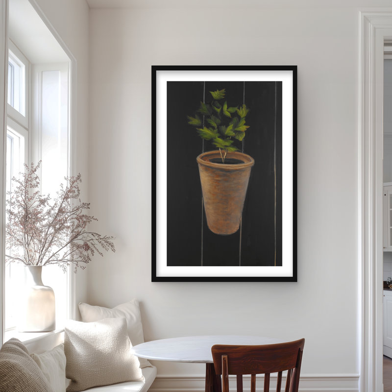 Plant of Parsley - Still Life Hygge, reproduction encadrée avec passe-partout, H 36 po x l 24 po, Noir