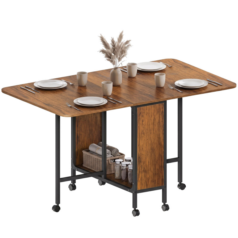 Dining Table with Iron Base, Brown