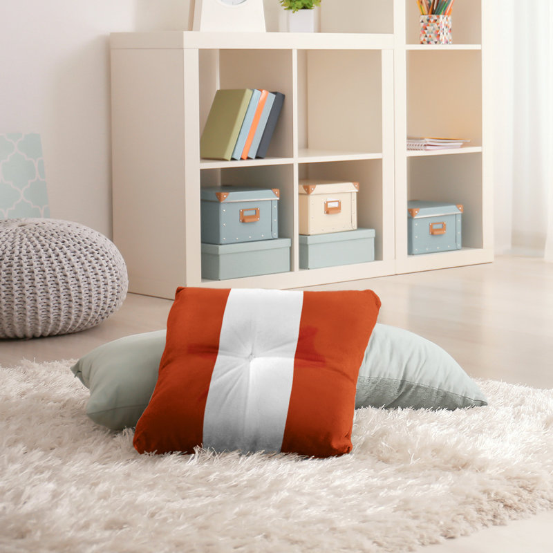  Coussin de sol touffeté, 26 po x 26 po, Orange / blanc