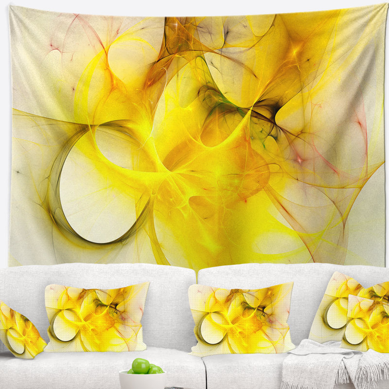 Tapisserie étoile jaune pâle Abstract, H 32 po x l 39 po