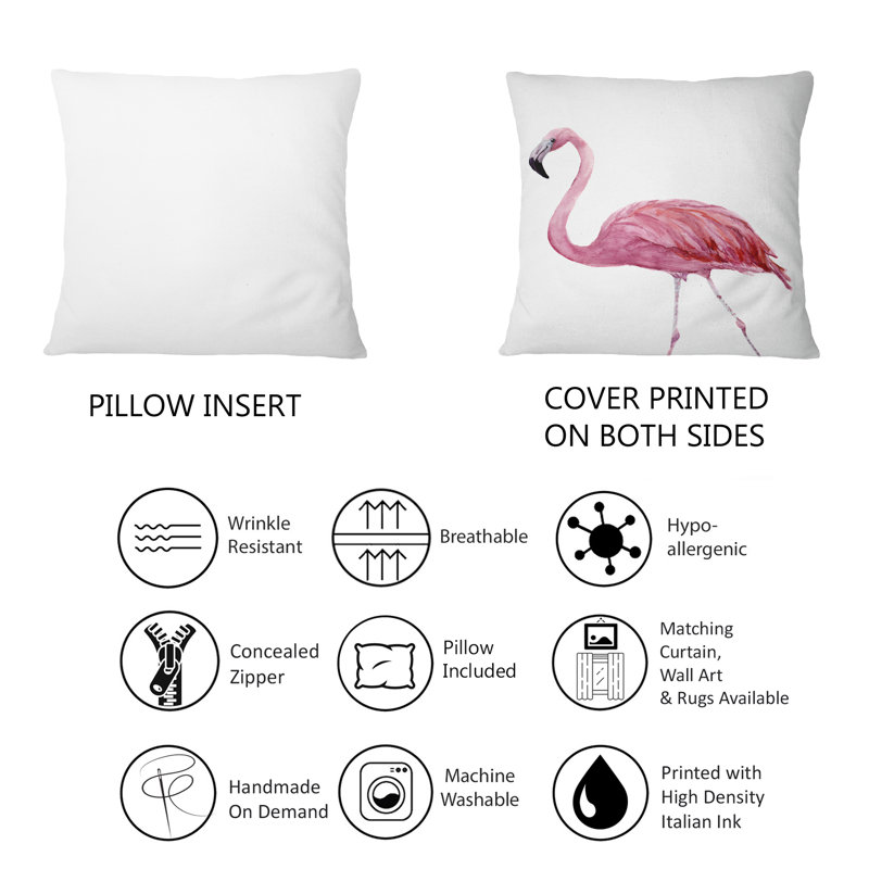Coussin Pink Flamingo On White III
