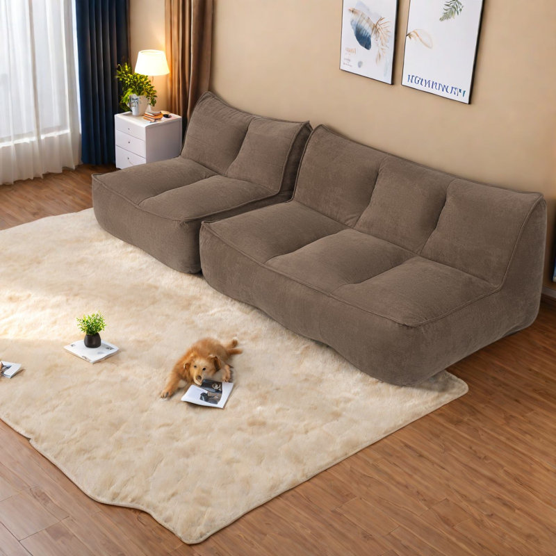 Canapés modulaires à compression, velours côtelé brun de 88,5 pouces, canapé de salon moderne