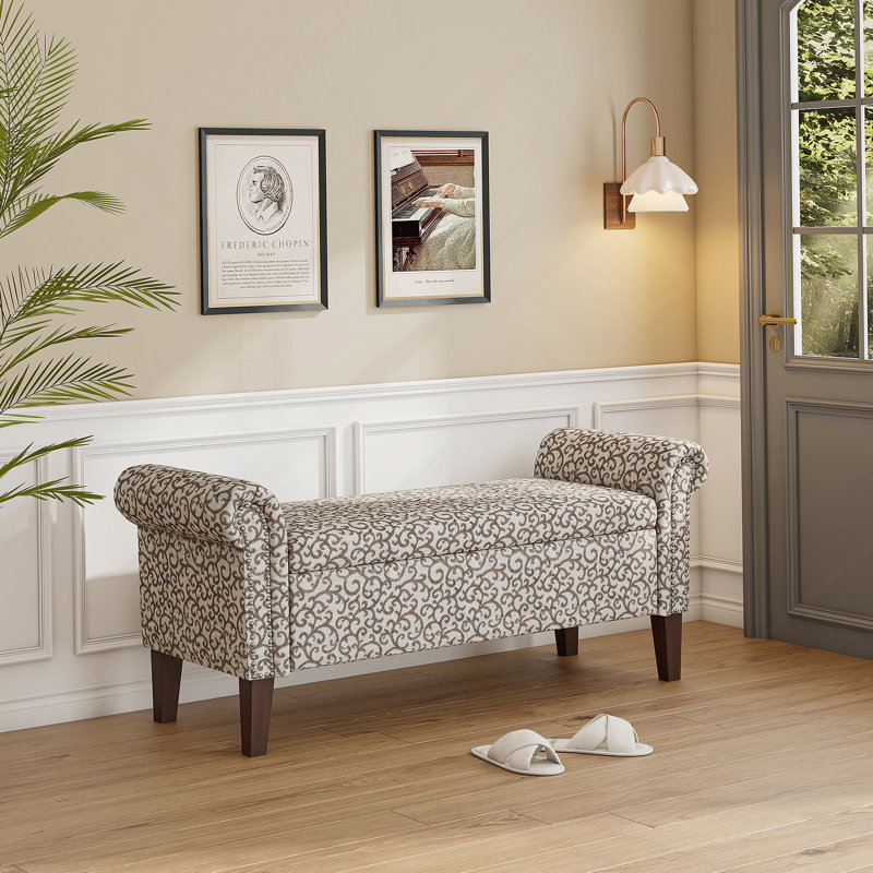 Conrad Stylish Storage Ottoman, Brown/Beige