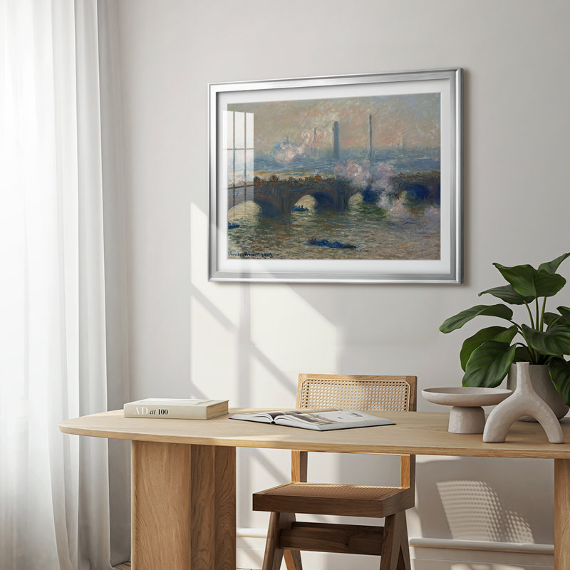 Pont de Waterloo, effet de soleil - Claude Monet - reproduction encadrée avec passe-partout et verre - 1903, 22,5 x 30,5