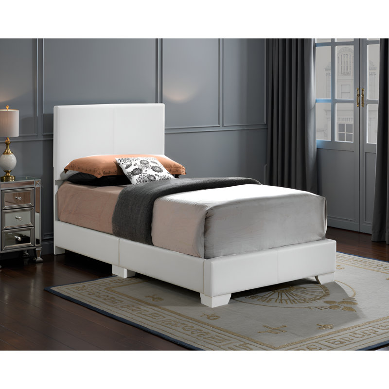 Lit simple en similicuir Anvers, Lit simple, Blanc