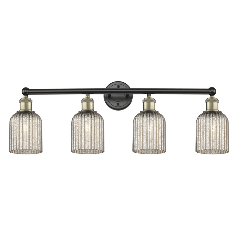 Fiennes 4 - Light Dimmable Vanity Light, Black Antique Brass, Metallic Gray