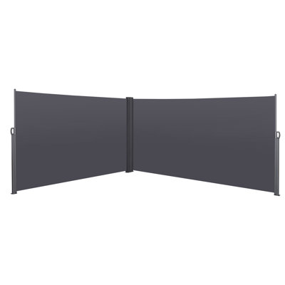 Retractable Side Awning 276" X 71'', Waterproof, -, Privacy, Grey 71'' For Patio Use,