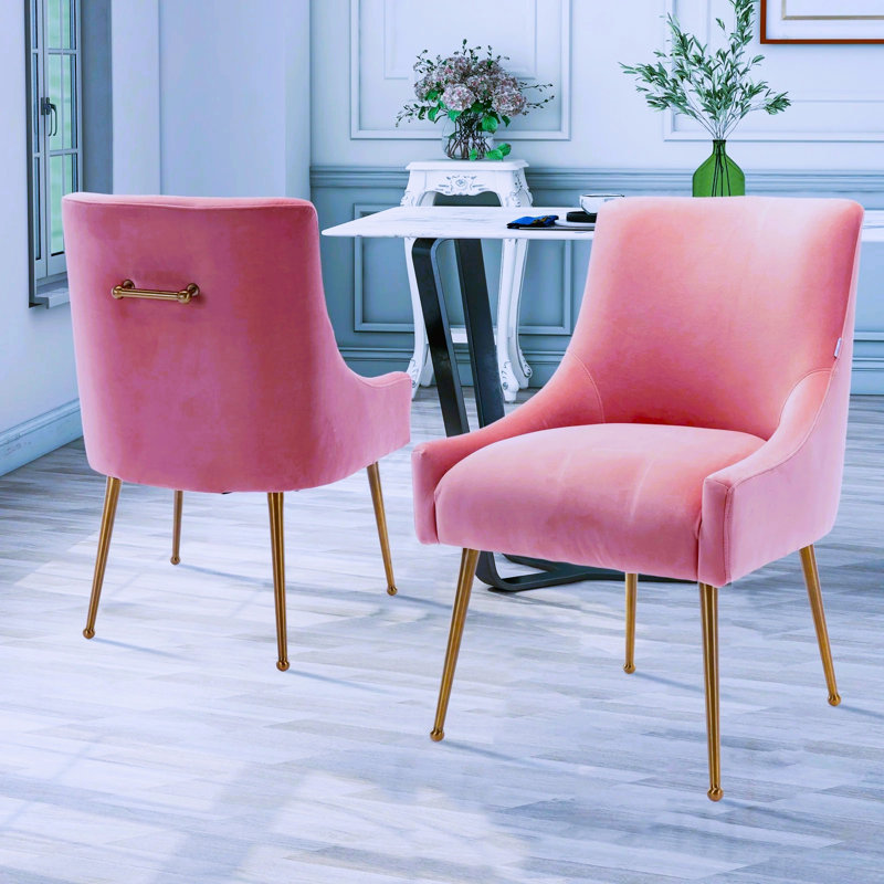 Iman Velvet Side Chair, Pink