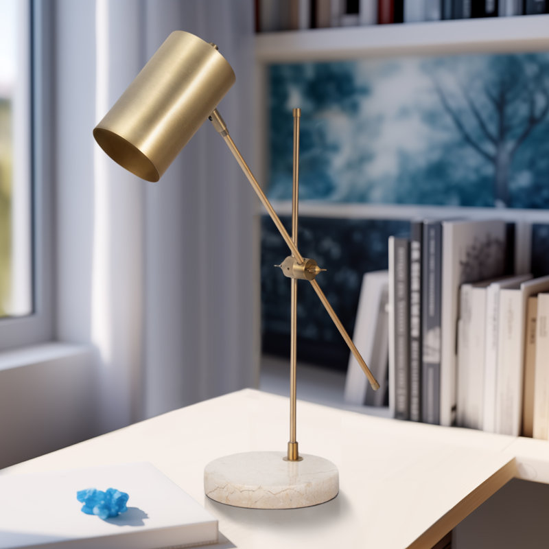 Lampe de table 20 po Zonda Travertine, or, H 20 po - 7 po x 6 po x 20 po